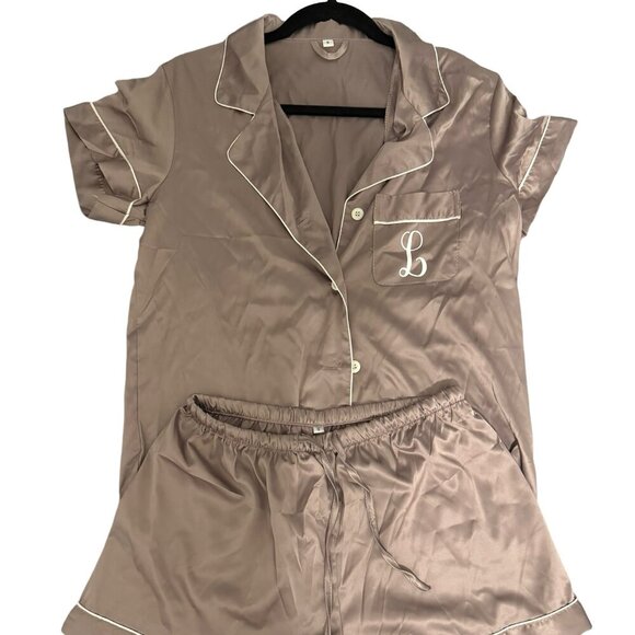 Silky "L" Monogram Pajama Set Dusty Pink - Size Small - Picture 1 of 10